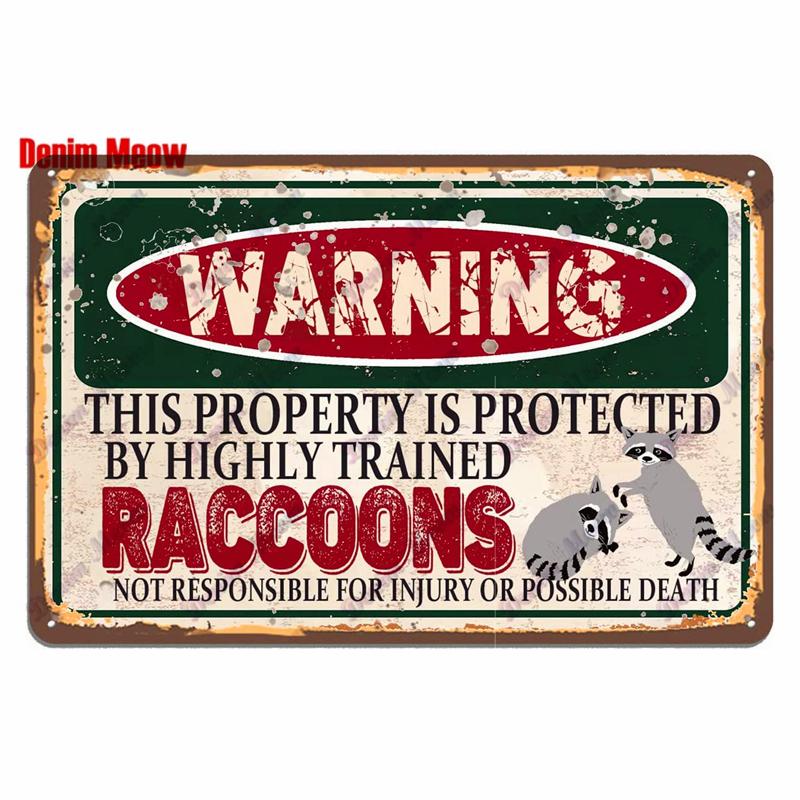Vintage Warning Funny Animals Metal Sign Chicken Sheep Pig Octopus Wall Poster for Private Wall Painting Decor WY