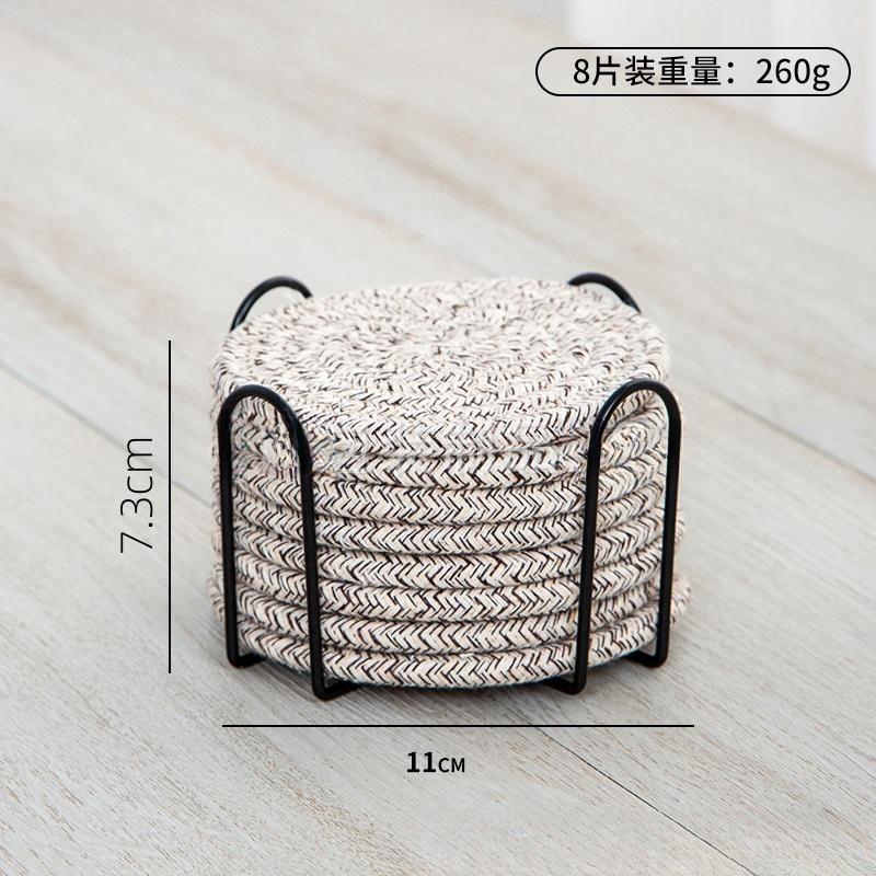 8 шт. подставок ручной работы из хлопка, впитывающих и термостойких, однотонных, в скандинавском стиле, для украшения дома