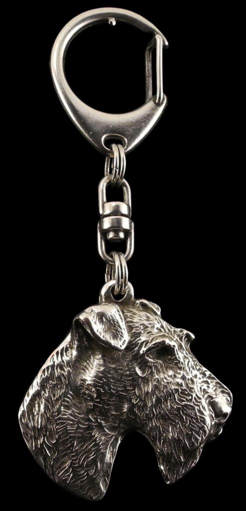 Fox Terrier Wire - Silver-plated Key Ring with Dog, Handbag Decoration, Backpack Pendant by Art-Dog Brand