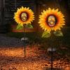 Day of The Dead Outdoor Decoration Solar Garden Stake Light, Gothic Skull And Sunflower Statue Lamp, Halloween Decor Waterproof LED Landscape