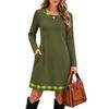 Women's Fashion Vertical Striped Knit Long Sleeve Dress for Casual Fall Winter Wear
