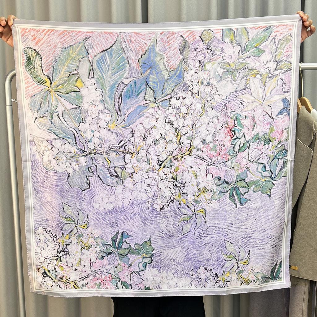 Шелковый твиловый шарф Silk Road в черно-белом французском стиле для весны/лета