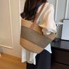 Women Fashion Striped Summer Beach Straw Knitting Shoulder Bag Hollow Out Handwoven Handbags Portable Large Capacity Casual Tote AVE