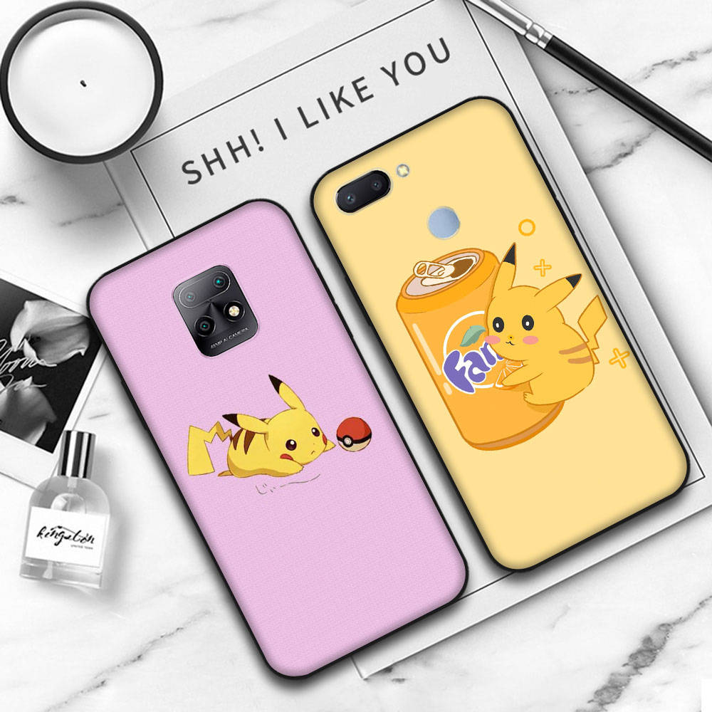 JP39 Pikachus Black Soft Case for Xiaomi Poco X6 X4 M5 M6 F5 F6 C65 C55 C50 C51 C40 Pro Redmi 14C A3X 13C 12C 11T 10A 9C Note 7 6 8A Plus