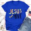 Футболка с принтом Иисуса и любви для женщин, короткий рукав, O-образный вырез, свободная женская футболка, женская футболка, топы, одежда, женские футболки