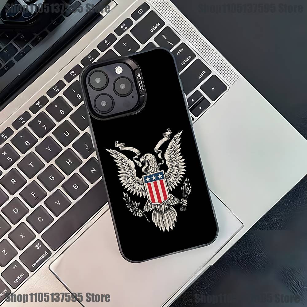 Чехол для телефона с флагом США для iPhone 17,16,15,14,13,12,11,Pro,XS,Max,Plus,Mini,SE4,E Черный Матовый Ударопрочный Чехол
