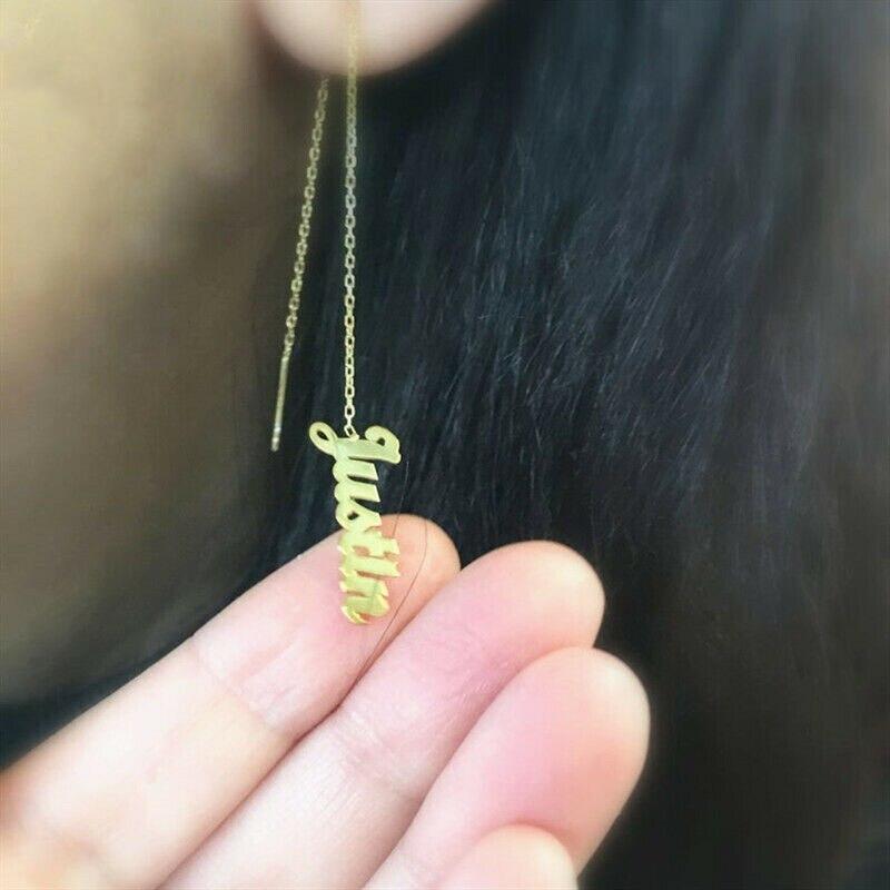 Серьги Sherman Custom Name Linear Threader с длинными кисточками и буквами, женские ювелирные изделия из нержавеющей стали