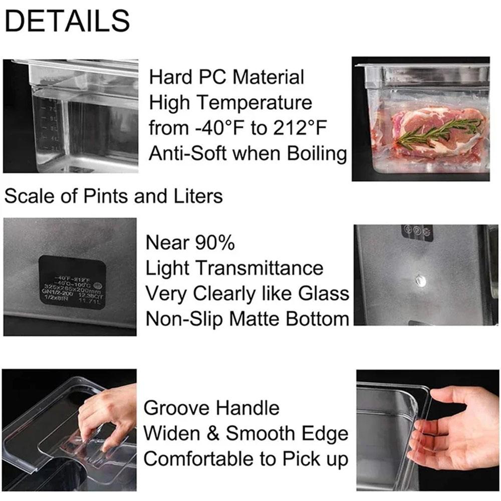 Sous Vide Cooker Machine 11L Container with Stainless Steel Rack Detachable Dividers Separator Slow Cooker Kits Accessories