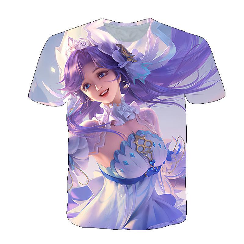 King of Glory Мужской Beloved Date Game Print Летние свободные повседневные футболки с круглым вырезом и коротким рукавом для мужчин
