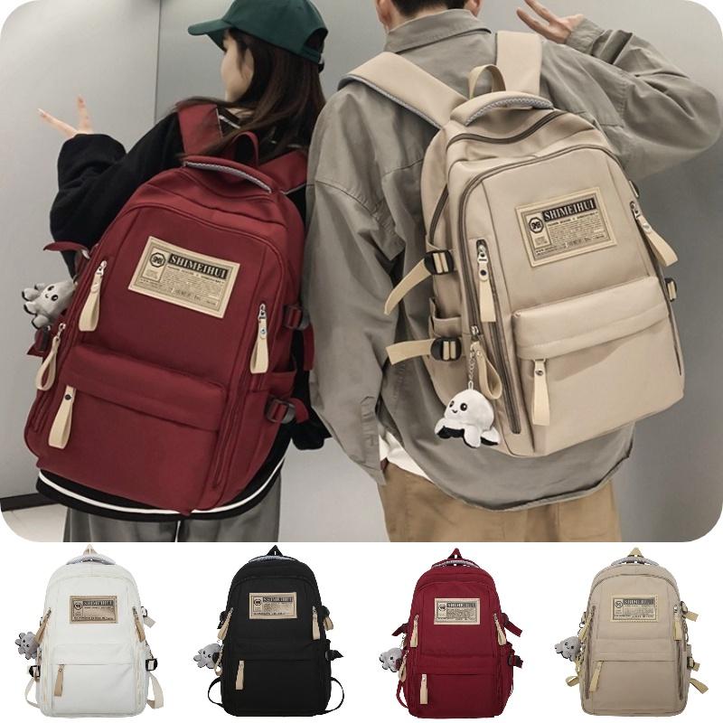 Ulzzang Canvas Backpack For Girls Korean Style Fashionable Streetwear Nylon Material Cow Print Design