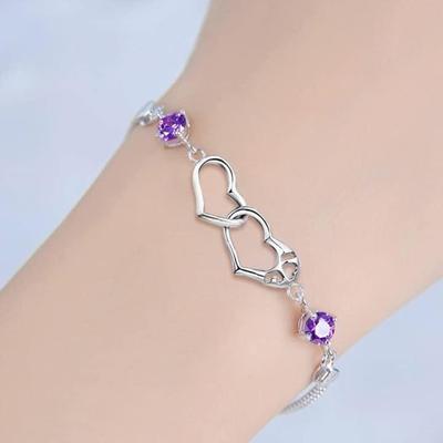 Браслет-шарм с двойным сердцем из кубического циркония, браслет любви для женщин и девушек, подарок на День святого Валентина