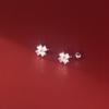 Hermosa:J E090 Cubic Clover Flower Piercing Silver 925 Earrings