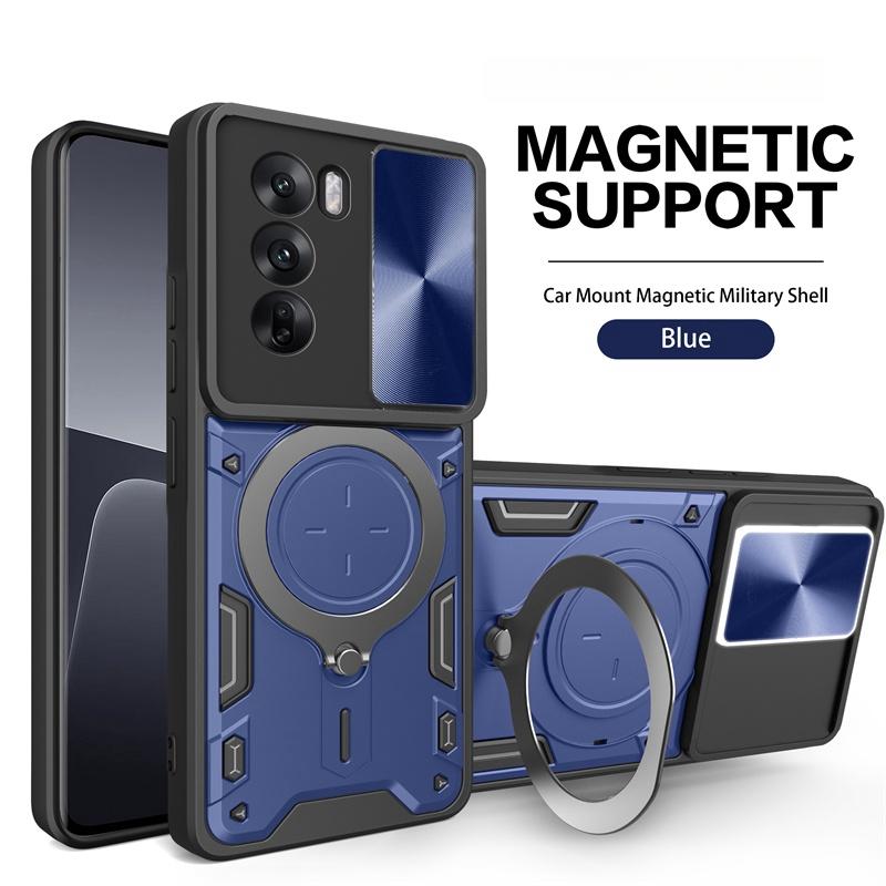 For Oppo Reno12pro 5G Case Car Magnetic Ring Holder Armor Phone Case for Oppo Reno12 Reno 12 Pro 5G Slide Camera Lens Back Cover