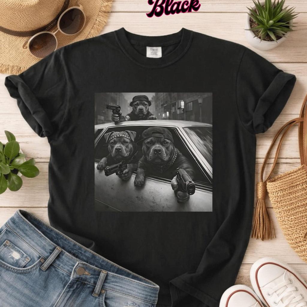 Staffy Gang Dogs Shirt Vintage Meme Tee, Funny Staffordshire Bull Terrier Shirt, Gangster Dog Humor Gift, Streetwear Dog Lover Tee