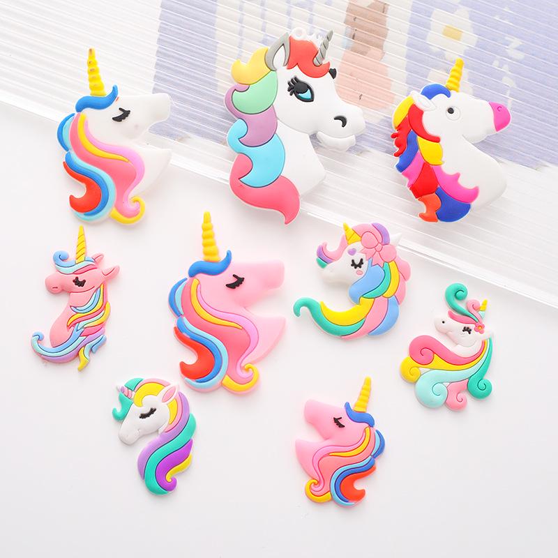 Cartoon Rainbow Unicorn PVC Hair Clip & Magnet DIY Accessory