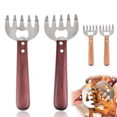 1 шт. Когти для измельчения мяса Когти для измельчения мяса из нержавеющей стали Измельчитель рваной свинины Мясные когти с деревянной ручкой JT385