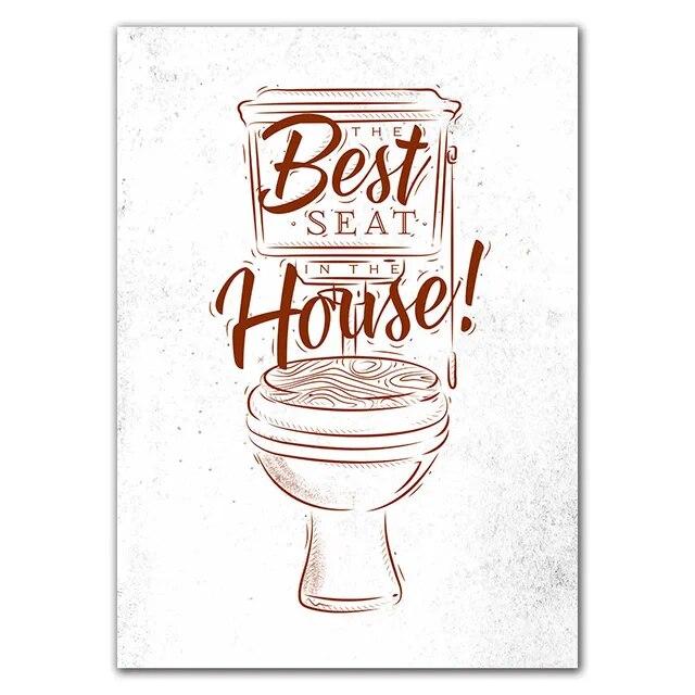 Туалет Цитата Картина Ванная Комната Стены Искусства Холст Картины Плакаты Печать Мода Черно-Белый Туалет Настенный Декор Кисть Декор Картина