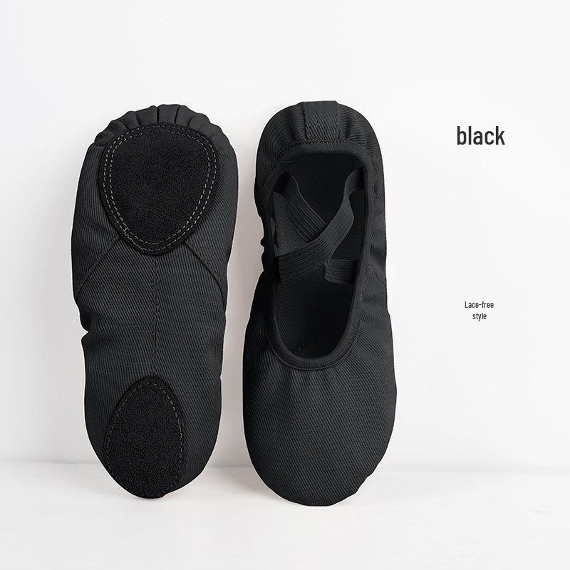 Детские балетные туфли с кошачьей лапкой: Эластичная, Мягкая Подошва, Холщовая Тренировочная Обувь без Шнурков