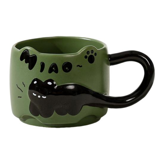 Кружки для кофе с изображением кошек, емкостью 380 мл. Милые чашки с изображением кошек, керамические чашки для чая, экономящие место, подарок для любителей и коллекционеров кошек.