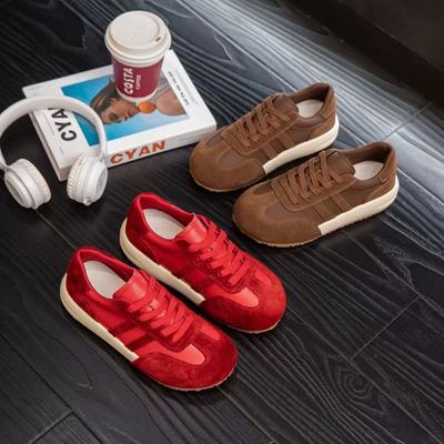 Кожаная платформа, женские осенние новые универсальные туфли на шнуровке с круглым носком, нескользящие, удобные, спортивные и для отдыха