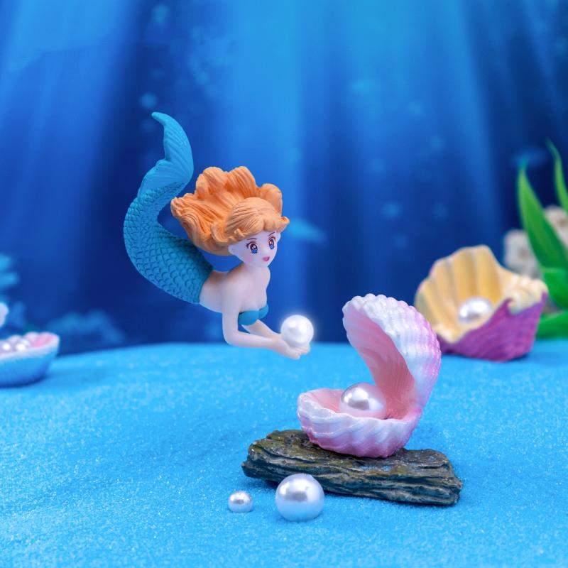4 шт. Кавайная кукла русалка Рифа, украшения для аквариума, домашний декор, милый топпер для торта, игрушка, подарок, украшение своими руками