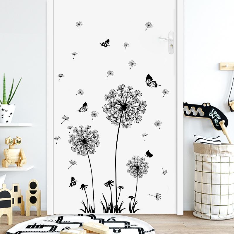 Colorful Flower Pendant Lamp Bird Wall Sticker For Bedroom Living Room Entrance Home Background Decoration Self-adhesive 29*22CM