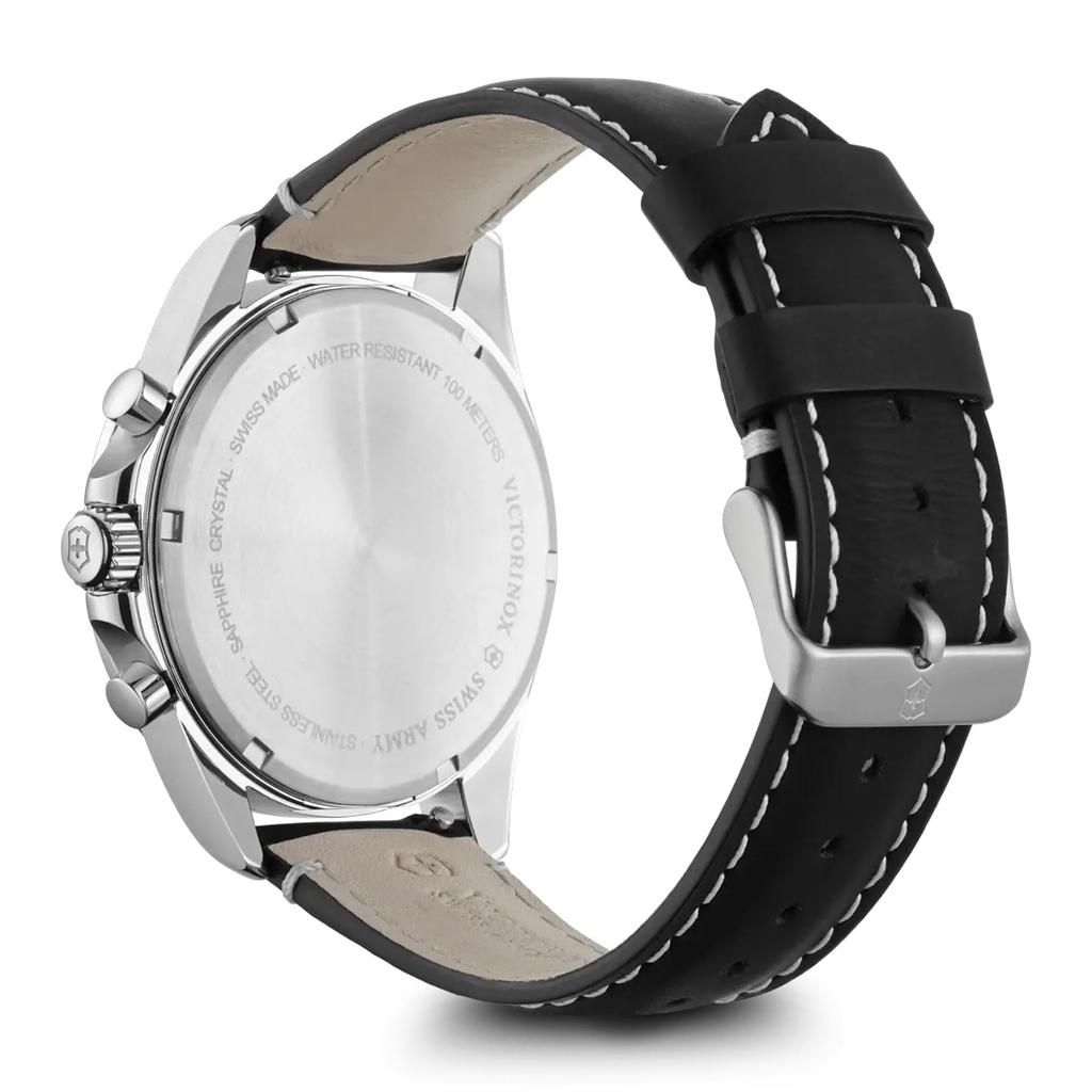 Watch FIELDFORCE CHRONO Stainless Steel Case Black Dial Black Leather Strap Gift 241852 [Victorinox] (316L) [