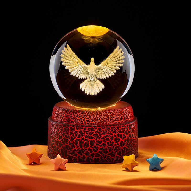 Colorful Wooden Base Crystal Ball Night Light - Creative Birthday Gift for Boys & Girls