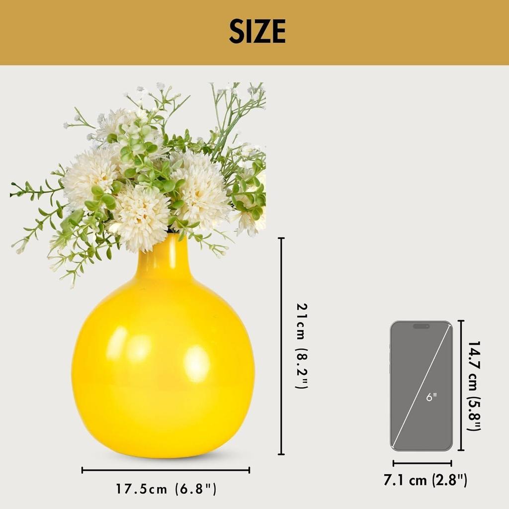 Металлическая ваза для цветов для домашнего декора | Предмет декора для гостиной, офиса | Настольный декоративный цветочный горшок для подарка | (Цветы не включены)