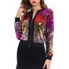 Женская куртка с блестящими пайетками на молнии с v-образным вырезом и длинными рукавами градиентного цвета кардиган мягкое клубное женское короткое пальто для вечеринок