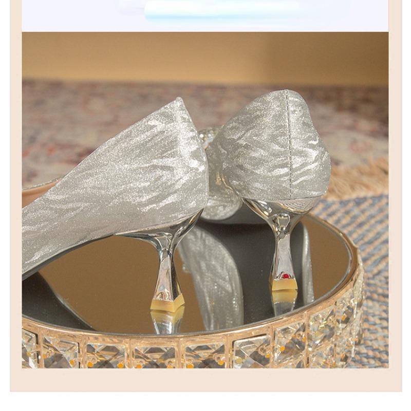 Женские свадебные туфли во французском стиле на высоком каблуке, женские вечерние туфли