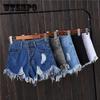 Women's Wide-leg Pants Shorts Ripped Elastic Plus Size Women's Denim Shorts Women's Plus Size Super Short Jeans