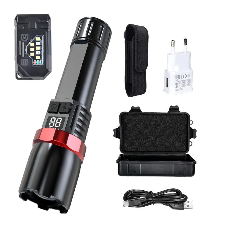 High Power LED Flashlight Powerful USB C Rechargeable Tactical Zoom Flashlight with 3 Gear Outdoor Camping Hiking Fishing Torch