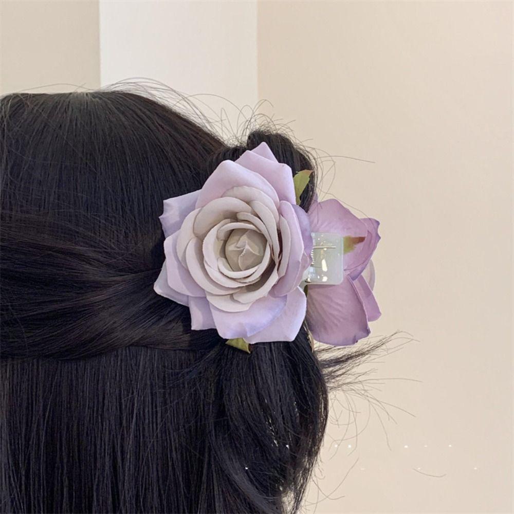 Peony Flower Flower Hair Claw Cloth Large Shark Clip Cute Rose Hair Clip Female