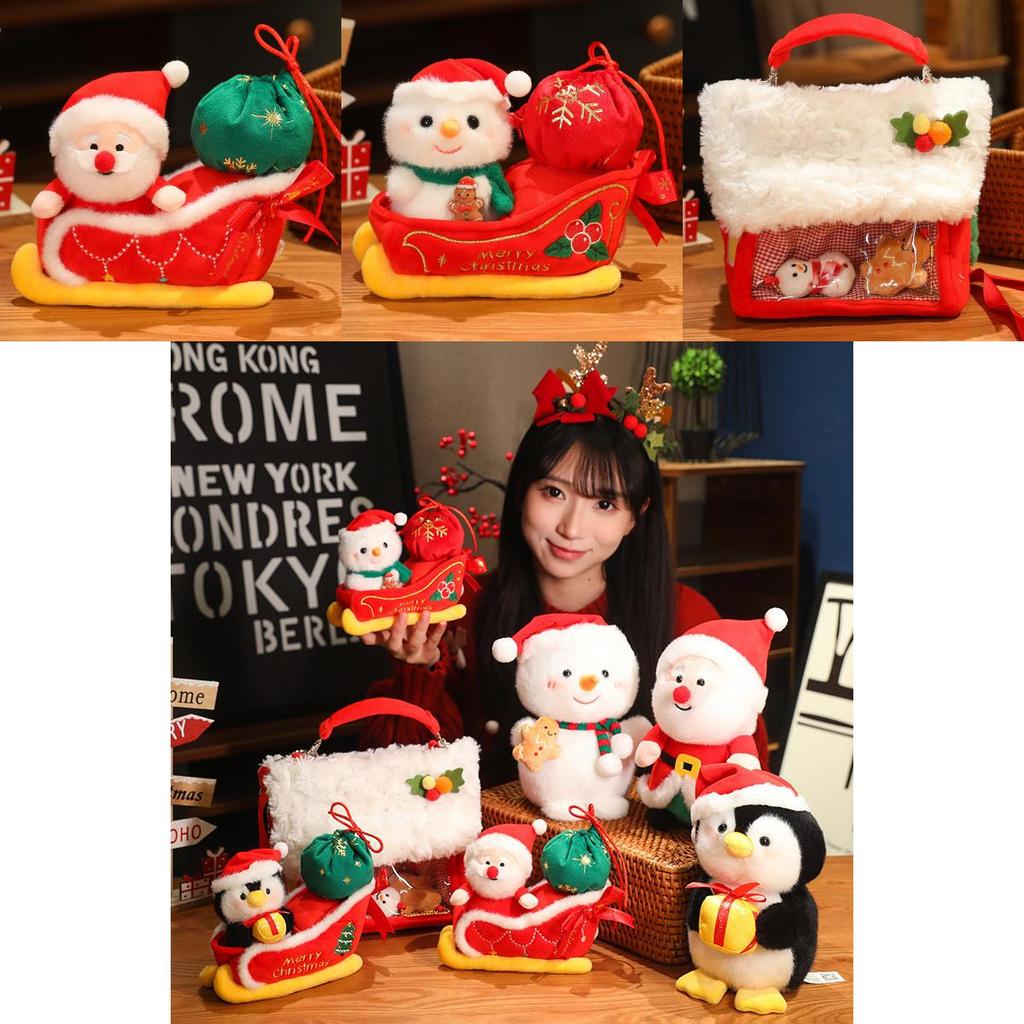 Рождественский Санта Клаус Снеговик Пингвин Сани Плюшевая Кукла Подвеска Детская Игрушка Для Праздничного Декора