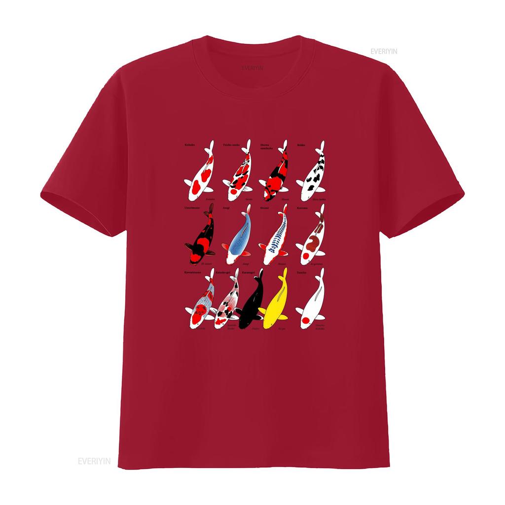 Koi Fish Breed Family Name List Carp Meme Retro Design Gamer Cult Movie Music Top Cool T Shirt vintage Washed Comfortable