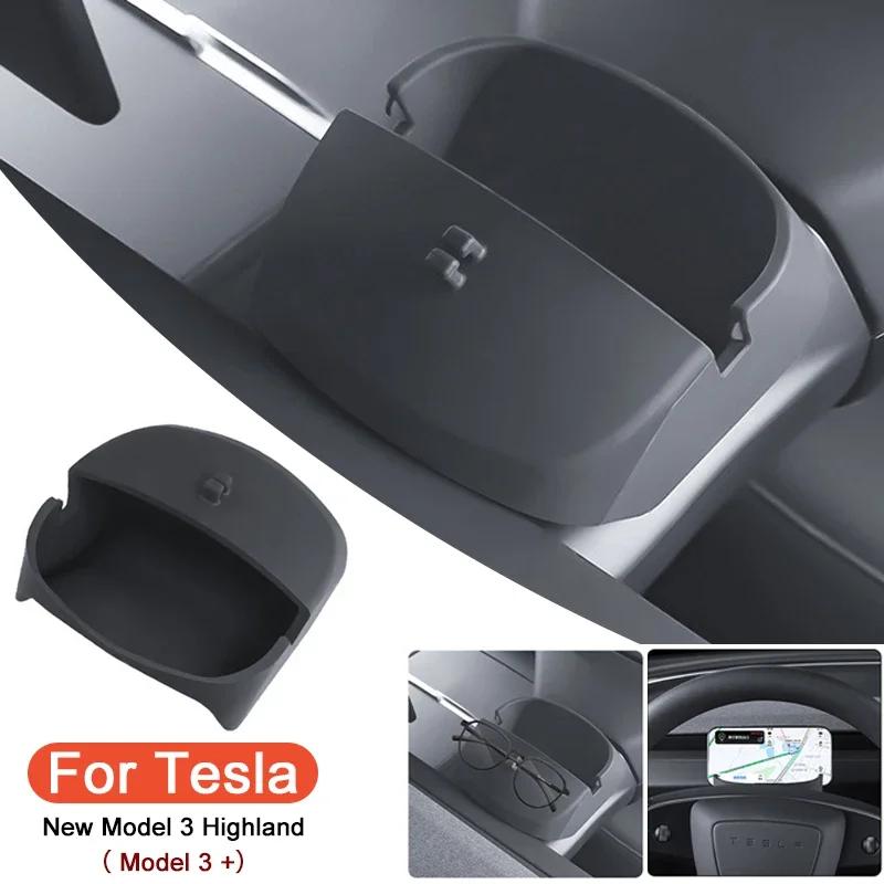 Для Tesla Model 3+ Ящик для хранения на рулевом колесе Силиконовый держатель для мобильного телефона Хранение очков Новая модель3 Highland 2025 Аксессуары