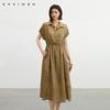 Qianwen texture cinched waist dress