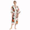Comfortable Satin Homewear Simulation Silk Handpainted Peony Long Kimono Bathrobe Single Piece Cardigan Fashion Temperament Elegant