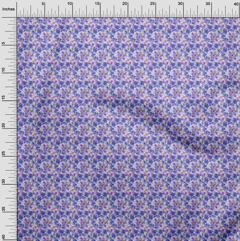 oneOone Cotton Flex Medium Blue Fabric Floral Quilting Supplies Print Sewing Fabric By The Yard 40 Inch