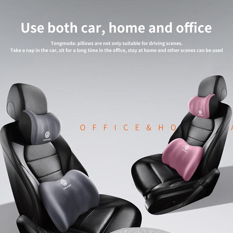 WET1 Car Seat Headrest Neck Memory Neck Rest Pillow Lumbar Support For Volkswagen VW Scirocco Passat Polo B5 B6 B7 CC Tiguan Sharan