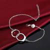 925 Sterling Silver Double Round Buckle Bracelet Wedding Fashion Jewelry