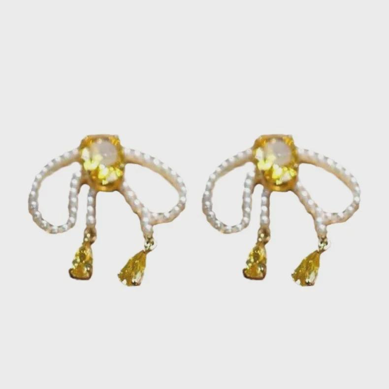 Женские серьги-хиты 2024 года: Кисточка из искусственного циркона и жемчуга с иглой из серебра 925 пробы