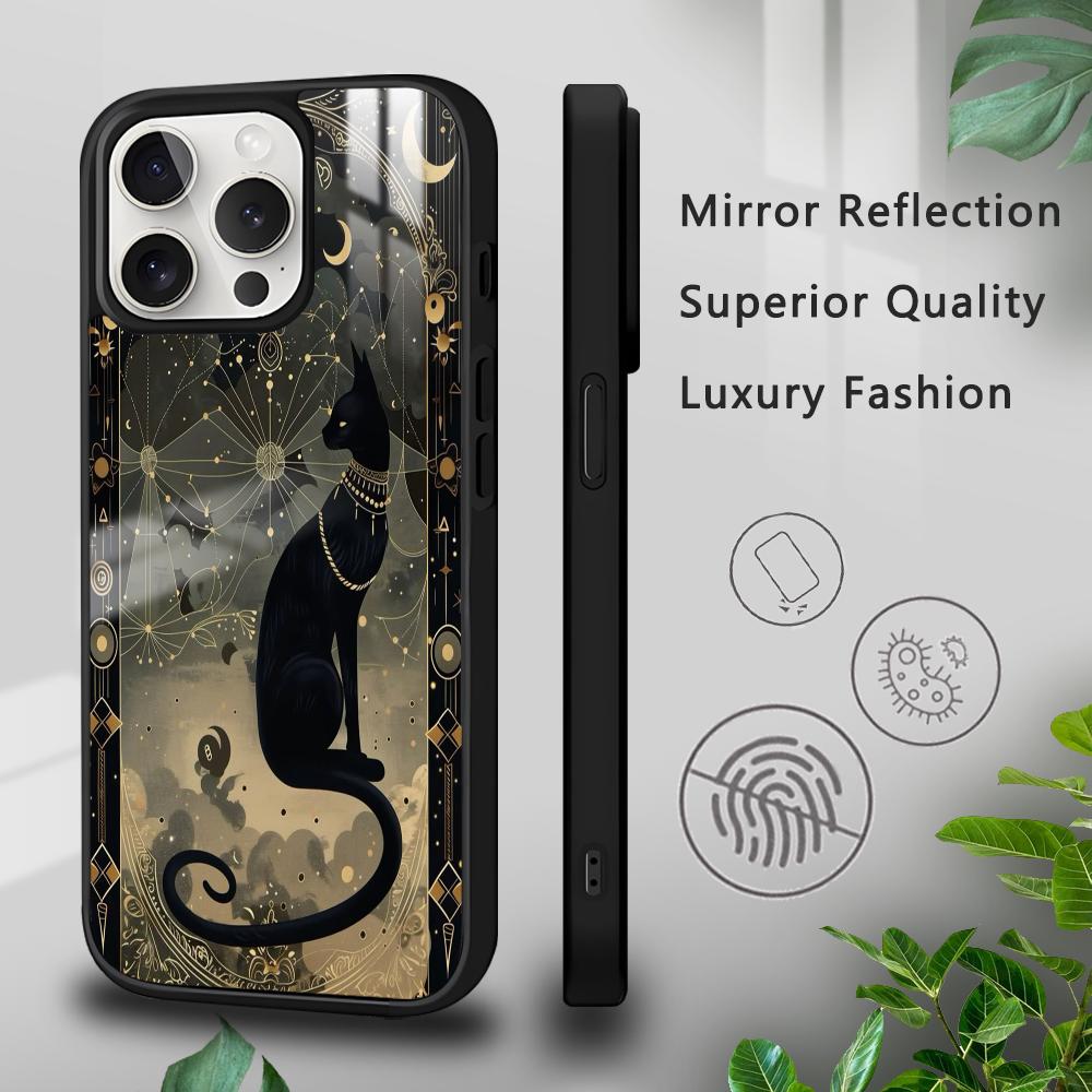 Tarot Mystery Totem Cat Phone Case For iPhone 16 15 14 13 12 11 Pro Xs Max Mini Plus Celulares Hard Funda