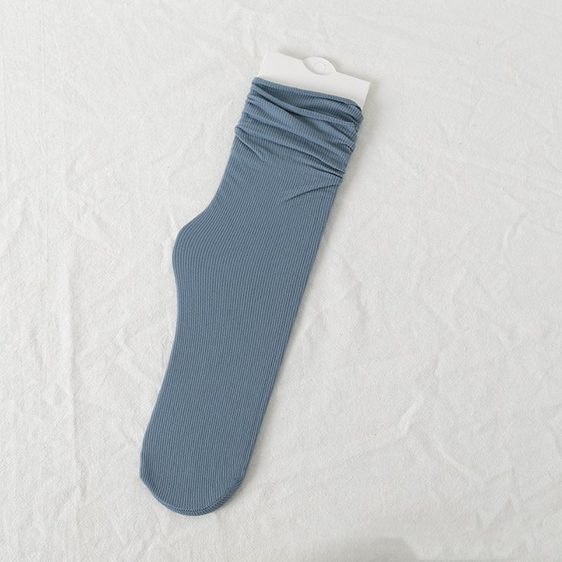 1/5 Pairs Women Ice Thin Loose Socks Calf Tube Socks Summer Purple Knee Nylon Socks Japanese Fashion College Style Solid Color