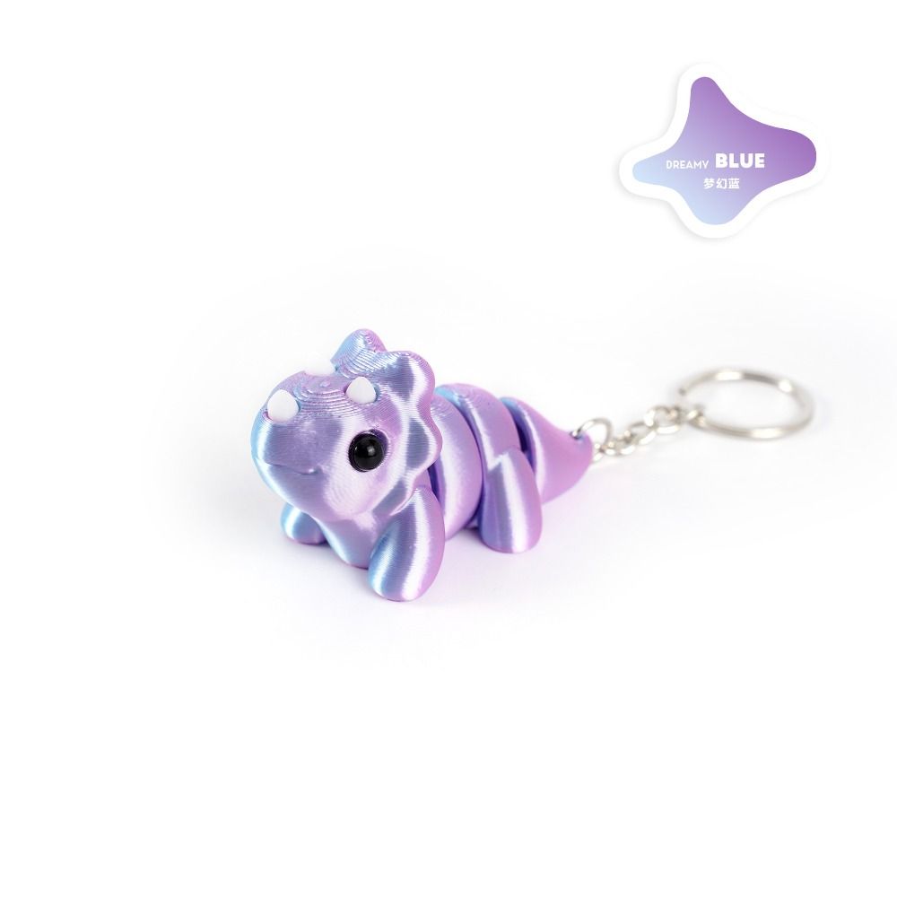 Realistic Action Figure Movable Joint Cartoon Miniatures Colorful Triceratops Keychain Gift