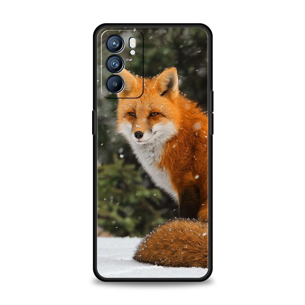 Милый подарочный мягкий чехол для телефона Red Fox для Oppo Find X5 A54 A53 A52 A9 2020 A15 A95 A16 A76 A74 A12 Reno7 SE Reno6 Pro 5G черный чехол