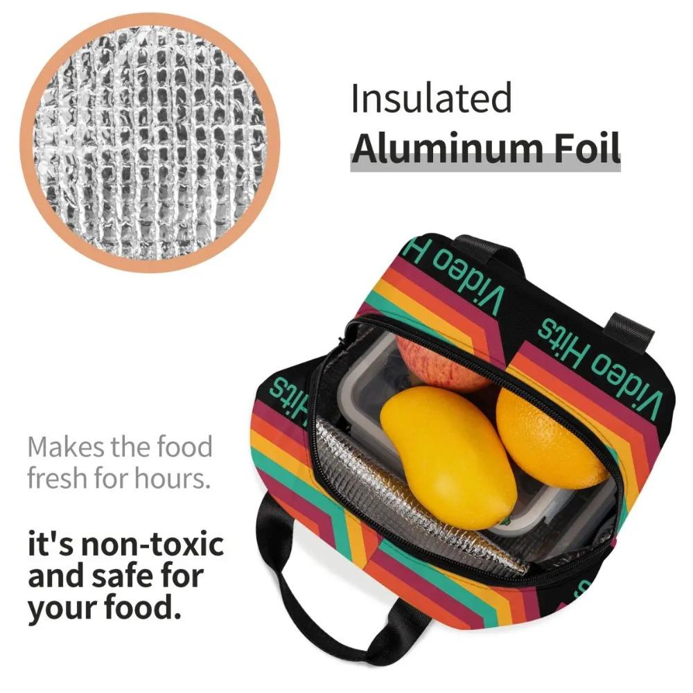 Retro Music Video Cassete VHS Insulated Lunch Bag for Women Kids Portable Food Boxes Thermal Lunch Box Tote