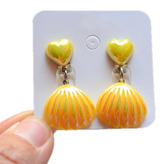 1 Pair Shell Children's Ear Clips Adorable Stand Out with Shiny Princess Design Kids' Earrings Accessories