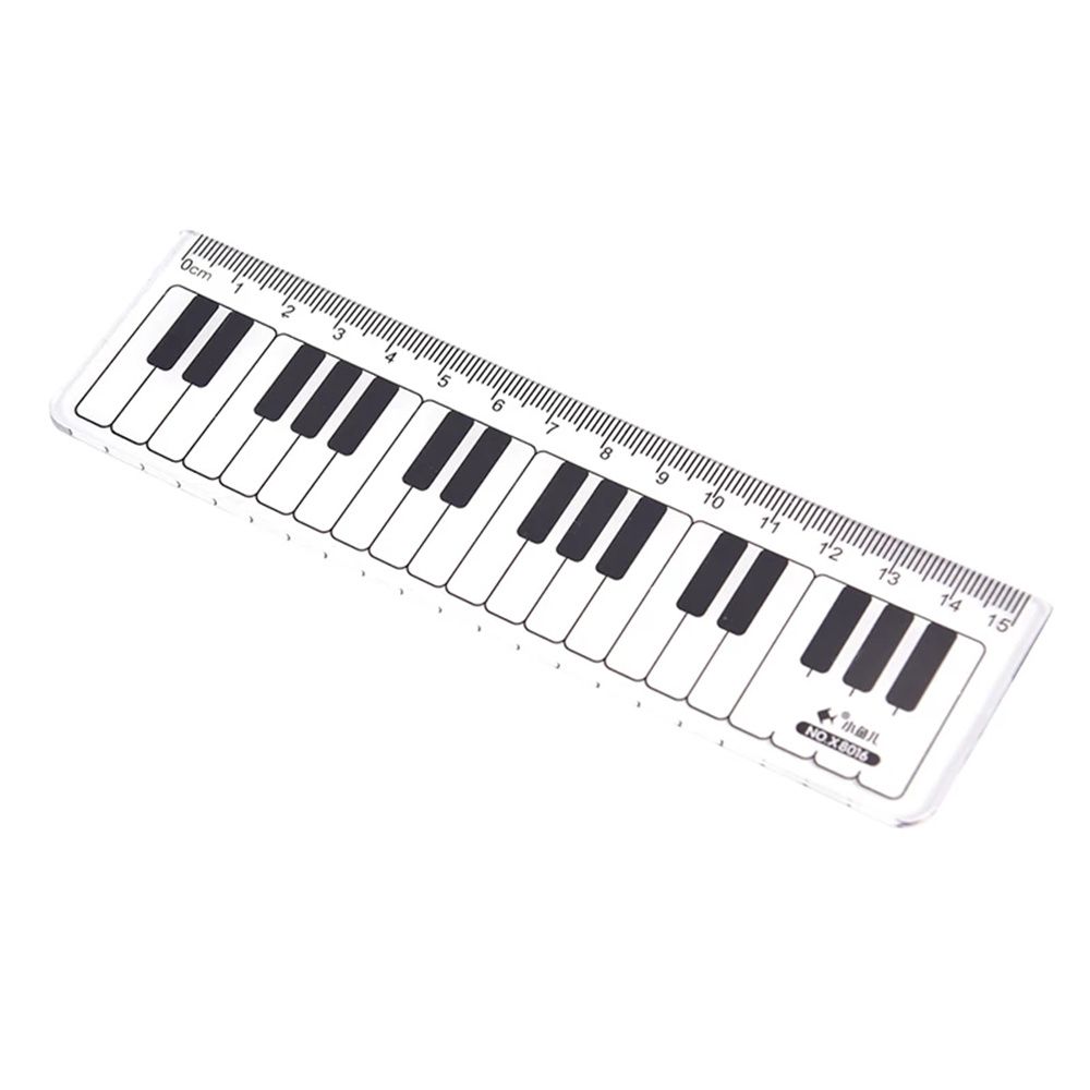 Plastic Scale Ruler 15cm Black White Musical Notes Piano Rule Straight Rulers Measuring Ruler